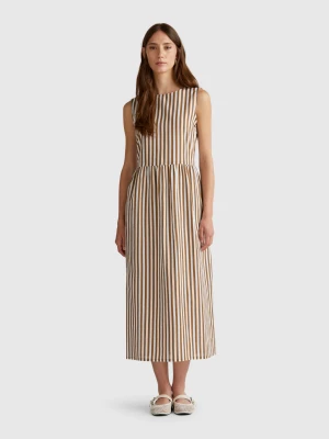 Benetton, Striped Midi Dress, size XXS, Brown, Women United Colors of Benetton
