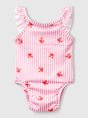 Benetton, Striped One-piece Swimsuit With Crabs, size 90, Pink, Kids United Colors of Benetton
