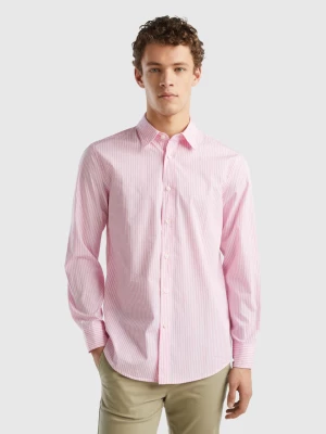 Benetton, Striped Organic Cotton Shirt, size M, Pink, Men United Colors of Benetton