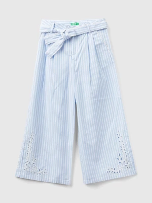 Benetton, Striped Palazzo Trousers, size L, Sky Blue, Kids United Colors of Benetton