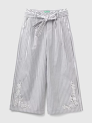 Benetton, Striped Palazzo Trousers, size M, Black, Kids United Colors of Benetton