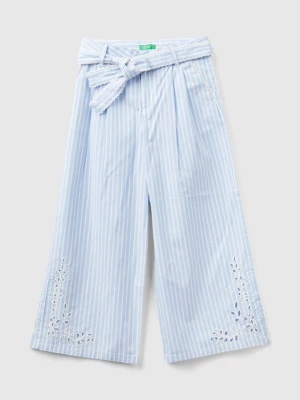 Benetton, Striped Palazzo Trousers, size S, Sky Blue, Kids United Colors of Benetton