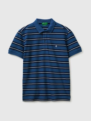 Benetton, Striped Polo Shirt, Size: XS, Air Force Blue, Men United Colors of Benetton