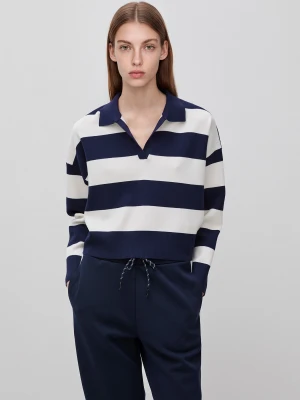 Benetton, Striped Polo Shirt, Size: XS, Dark Blue, Women United Colors of Benetton