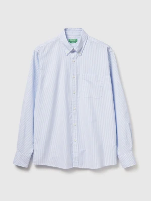 Benetton, Striped Regular Fit Button-down Shirt, Size: XS, Turquoise, Men United Colors of Benetton