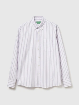 Benetton, Striped Regular Fit Button-down Shirt, Size: XS, White, Men United Colors of Benetton