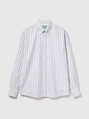 Benetton, Striped Regular Fit Button-down Shirt, Size: XS, White, Men United Colors of Benetton