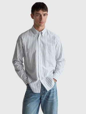 Benetton, Striped Regular Fit Button-down Shirt, Size: XS, White, Men United Colors of Benetton