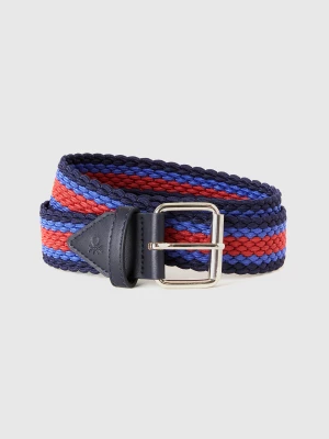 Benetton, Striped Ribbon Belt, size S, Dark Blue, Men United Colors of Benetton