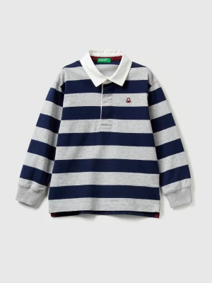 Benetton, Striped Rugby Polo In Cotton, Size: 116, Gray, Kids United Colors of Benetton