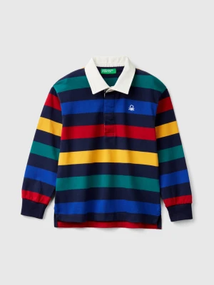 Benetton, Striped Rugby Polo In Pure Cotton, size 116, Multi-color, Kids United Colors of Benetton