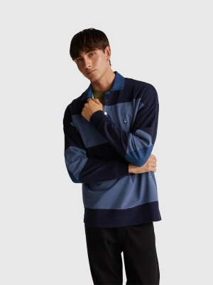 Benetton, Striped Rugby Polo In Sweat Fabric, Size: XS, Dark Blue, Men United Colors of Benetton