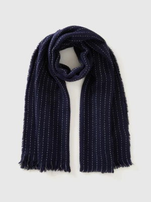 Benetton, Striped Scarf, size OS, Dark Blue, Women United Colors of Benetton