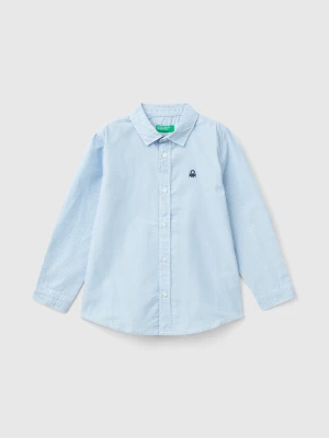 Benetton, Striped Shirt In Pure Cotton, Size: 98, Light Blue, Kids United Colors of Benetton