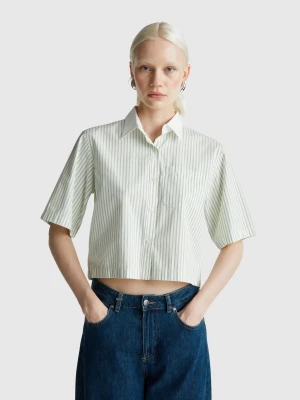 Benetton, Striped Shirt In Pure Cotton, size XXS, Light Green, Women United Colors of Benetton