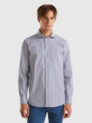 Benetton, Striped Shirt In Stretch Cotton, size L, Multi-color, Men United Colors of Benetton