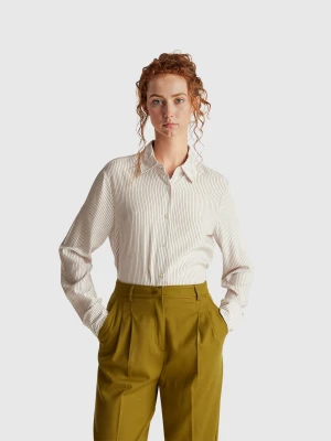 Benetton, Striped Shirt In Viscose Blend, Size: XL, Dark Gray, Women United Colors of Benetton