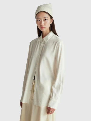 Benetton, Striped Shirt In Viscose Blend, Size: XXS, Creamy White, Women United Colors of Benetton
