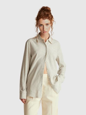 Benetton, Striped Shirt In Viscose Blend, Size: XXS, Dark Blue, Women United Colors of Benetton