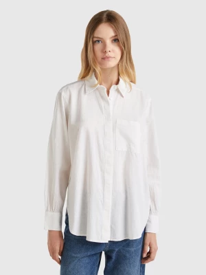 Benetton, Striped Shirt Made From Linen Blend, size S, Creamy White, Women United Colors of Benetton