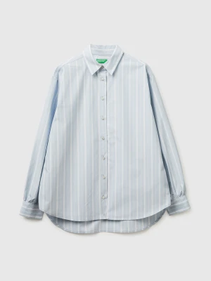 Benetton, Striped Shirt With Side Band, Size: XXS, Light Blue, Women United Colors of Benetton