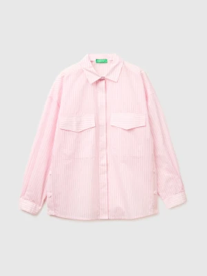 Benetton, Striped Shirt With Slits, Size: XXS, Soft Pink, Women United Colors of Benetton