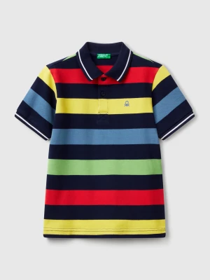 Benetton, Striped Short Sleeve Polo Shirt, size 3XL, Dark Blue, Kids United Colors of Benetton