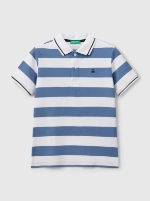 Benetton, Striped Short Sleeve Polo Shirt, size XL, Light Blue, Kids United Colors of Benetton