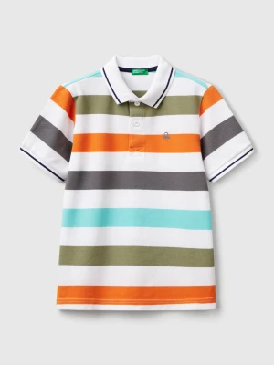 Benetton, Striped Short Sleeve Polo Shirt, size XL, Orange, Kids United Colors of Benetton