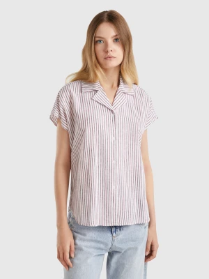 Benetton, Striped Short Sleeve Shirt, size XXS, Burgundy, Women United Colors of Benetton