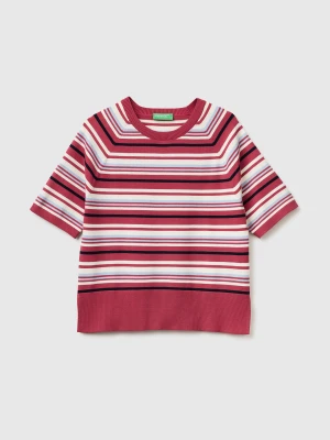 Benetton, Striped Short-sleeved Sweater, Size: XS, Red, Women United Colors of Benetton