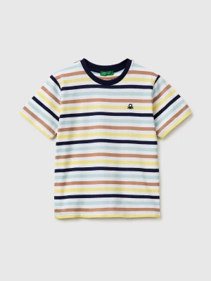 Benetton, Striped Short-sleeved T-shirt, Size: 116, Yellow, Kids United Colors of Benetton