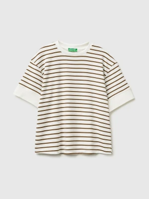 Benetton, Striped Short-sleeved T-shirt, Size: XXS, Brown, Women United Colors of Benetton