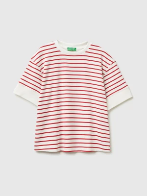 Benetton, Striped Short-sleeved T-shirt, Size: XXS, Strawberry, Women United Colors of Benetton