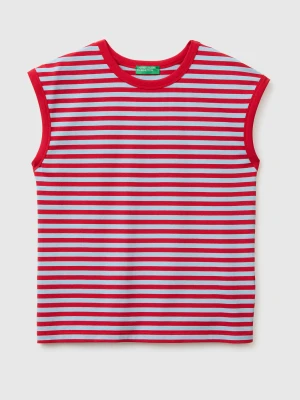 Benetton, Striped Sleeveless T-shirt, Size: XS, Red, Women United Colors of Benetton