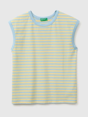Benetton, Striped Sleeveless T-shirt, Size: XS, Yellow, Women United Colors of Benetton