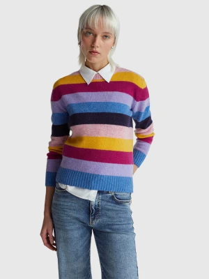 Benetton, Striped Sweater In Pure Shetland Wool, Size: XXS, Multi-color, Women United Colors of Benetton