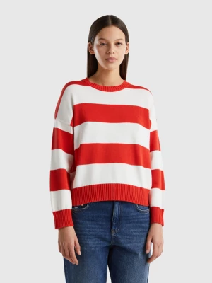 Benetton, Striped Sweater In Tricot Cotton, size S, Red, Women United Colors of Benetton