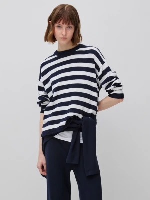 Benetton, Striped Sweater In Tricot Cotton, Size: XS, Dark Blue, Women United Colors of Benetton