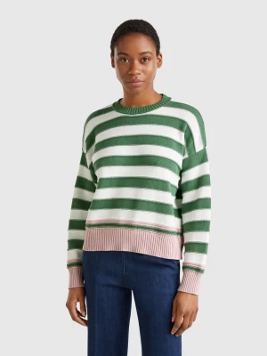 Benetton, Striped Sweater In Tricot Cotton, size XXS, Green, Women United Colors of Benetton