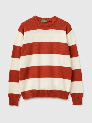 Benetton, Striped Sweater, Size: XL, Creamy White, Men United Colors of Benetton
