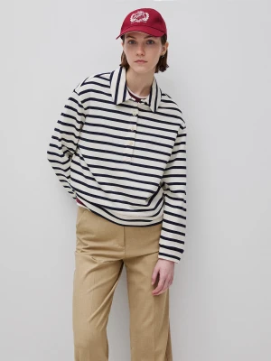 Benetton, Striped Sweatshirt Polo Shirt, Size: XXS, Blue, Women United Colors of Benetton