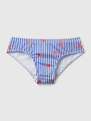 Benetton, Striped Swim Bottoms With Crab Print, size XXS, Blue, Kids United Colors of Benetton