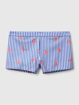 Benetton, Striped Swim Trunks With Crabs, size M, Blue, Kids United Colors of Benetton