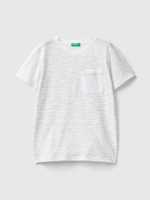 Benetton, Striped T-shirt In Linen Blend, size 2XL, White, Kids United Colors of Benetton