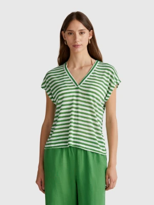 Benetton, Striped T-shirt In Linen Blend, size XXS, Green, Women United Colors of Benetton