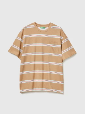 Benetton, Striped T-shirt In Pure Cotton, Size: XS, Beige, Men United Colors of Benetton