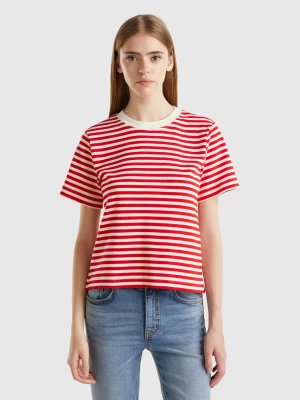 Benetton, Striped T-shirt In Warm Cotton, size L, Red, Women United Colors of Benetton