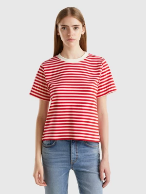 Benetton, Striped T-shirt In Warm Cotton, size M, Red, Women United Colors of Benetton