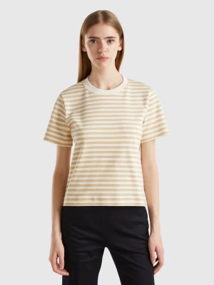 Benetton, Striped T-shirt In Warm Cotton, size S, Beige, Women United Colors of Benetton